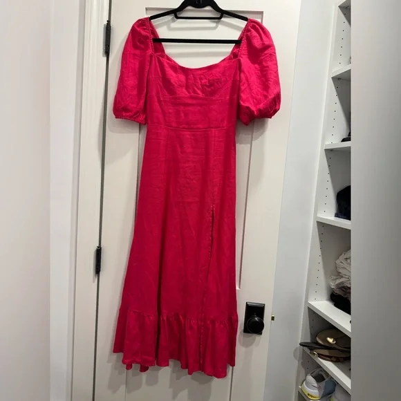Reformation Belgium Linen Hot Pink Dress!